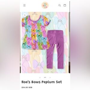 Princess Bow Bamboo Daywear set w/ Purple Leggings size 5T NWT